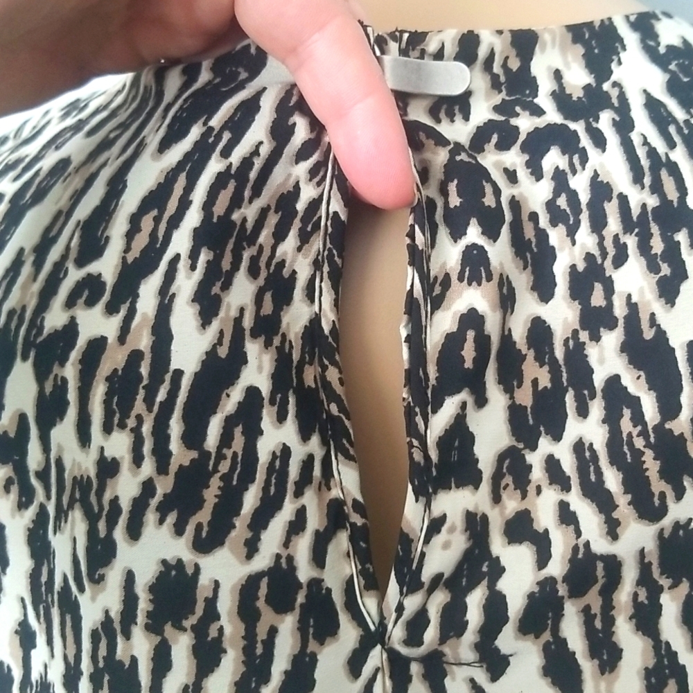 Point Zero Western Boho Animal Print Mixed Media Top SZ L - Picture 9 of 13